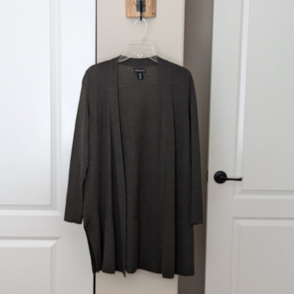 Adrienne Vittadini Olive Open Cardigan